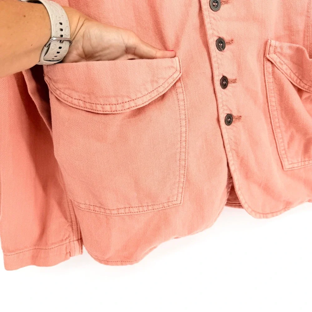 NWT *FLAWED* Sandrine Rose Free People Empire Utility Shirt Jacket Petal Pink XS